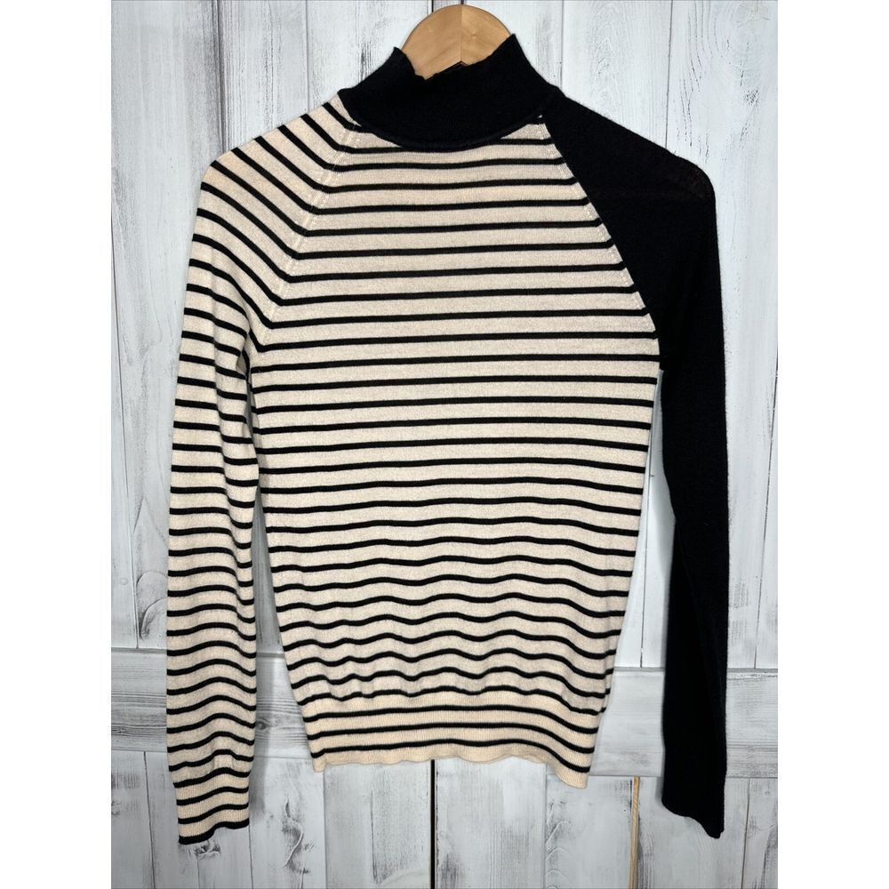 G/Fore G4 Black Cream Colorblock Striped Turtleneck Cashmere Golf‎ Sweater Small
